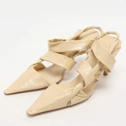 مملوكة مسبقًا Bottega Veneta Cream Leather Strappy Slingback Pumps Size 39