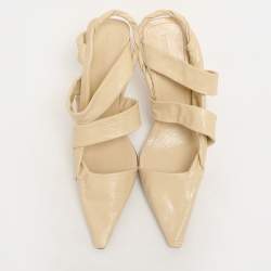 مملوكة مسبقًا Bottega Veneta Cream Leather Strappy Slingback Pumps Size 39