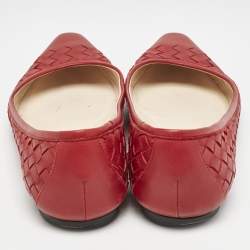 Bottega Veneta Red Intrecciato Leather Ballet Flats Size 36