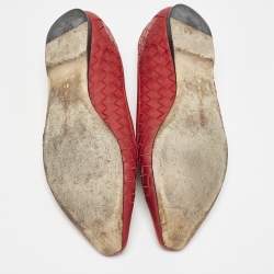 Bottega Veneta Red Intrecciato Leather Ballet Flats Size 36