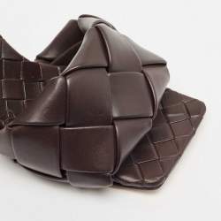 مملوكة مسبقًا Bottega Veneta Dark Brown Intrecciato Leather Lido Mule Sandals Size 39