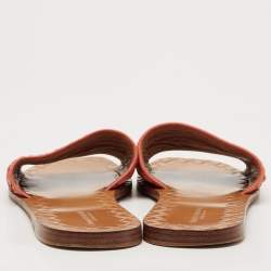 Pre Owned Bottega Veneta Coral Pink Intrecciato Leather Ravello Flat Slides Size 39