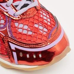 Bottega Veneta Purple/Red Mesh and Leather Orbit Sneakers Size 38