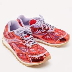 Bottega Veneta Purple/Red Mesh and Leather Orbit Sneakers Size 38