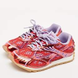 Bottega Veneta Purple/Red Mesh and Leather Orbit Sneakers Size 38