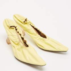 Bottega Veneta Green Leather Scrunch Block Pumps Size 38