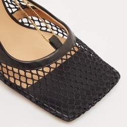 Bottega Veneta Black Mesh and Leather Chain Stretch Pumps Size 35
