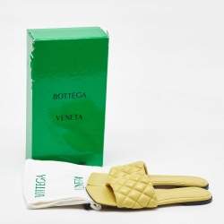 Bottega Veneta Yellow Quilted Leather Lido Flat Sandals Size 40