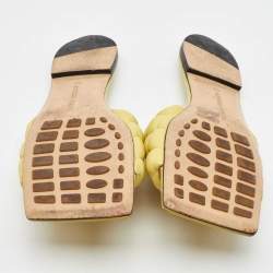 Bottega Veneta Yellow Quilted Leather Lido Flat Sandals Size 40