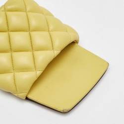 Bottega Veneta Yellow Quilted Leather Lido Flat Sandals Size 40