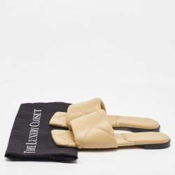 Pre Owned Bottega Veneta Beige Leather Lido Flat Sandals Size 37
