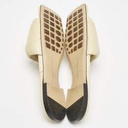 Bottega Veneta Beige Quilted Leather Lido Flat Slides Size 40