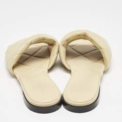 Bottega Veneta Beige Quilted Leather Lido Flat Slides Size 40
