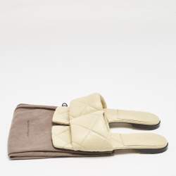 Bottega Veneta Beige Quilted Leather Lido Flat Slides Size 40