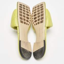 Bottega Veneta Yellow Quilted Leather Lido Flat Slides Size 40