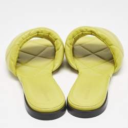 Bottega Veneta Yellow Quilted Leather Lido Flat Slides Size 40