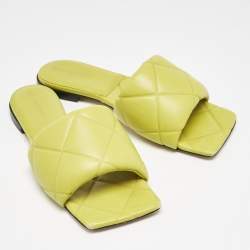 Bottega Veneta Yellow Quilted Leather Lido Flat Slides Size 40