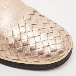 Bottega Veneta Metallic Pink Intrecciato Leather Slip On Sneakers Size 38.5