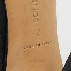 Bottega Veneta Black Leather Stretch Square Toe Slide Sandals Size 40