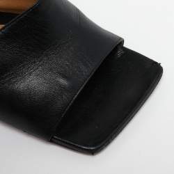 Bottega Veneta Black Leather Stretch Square Toe Slide Sandals Size 40