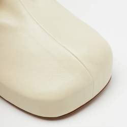 Bottega Veneta Cream Leather Platform BV Bold Mules Size 36