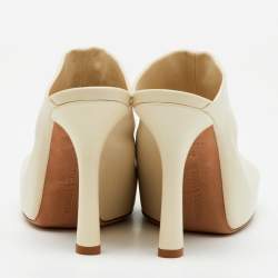 Bottega Veneta Cream Leather Platform BV Bold Mules Size 36