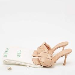 Bottega Veneta Beige Intrecciato Leather Lido Slide Sandals Size 39