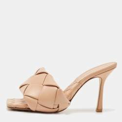 Bottega Veneta Beige Intrecciato Leather Lido Slide Sandals Size 39