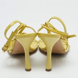Bottega Veneta Yellow Leather Square Toe Ankle Strap Sandals Size 38