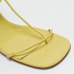 Bottega Veneta Yellow Leather Square Toe Ankle Strap Sandals Size 38