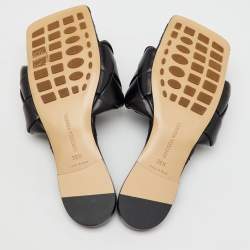 Bottega Veneta Black Intrecciato Leather Lido Flat Slide Sandals Size 39.5