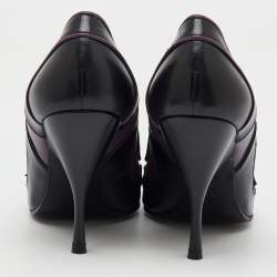 Pre Owned Bottega Veneta Black/Purple Leather Pointed Toe Pumps Size 37.5