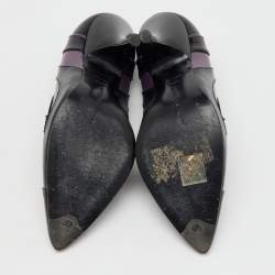 Pre Owned Bottega Veneta Black/Purple Leather Pointed Toe Pumps Size 37.5