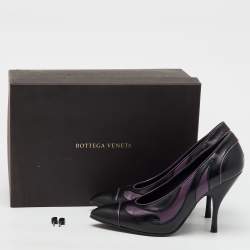 Pre Owned Bottega Veneta Black/Purple Leather Pointed Toe Pumps Size 37.5