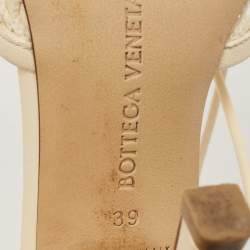 Bottega Veneta Cream Leather and Mesh Stretch Ankle Strap Sandals Size 39