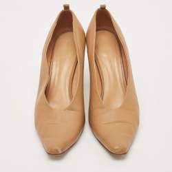 Bottega Veneta Beige Leather Block Heel Pumps Size 40.5