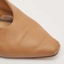Bottega Veneta Beige Leather Block Heel Pumps Size 40.5