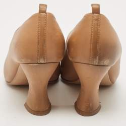 Bottega Veneta Beige Leather Block Heel Pumps Size 40.5