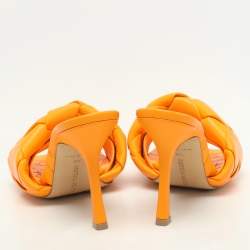 Bottega Veneta Orange Intrecciato Leather Lido Slide Sandals Size 39