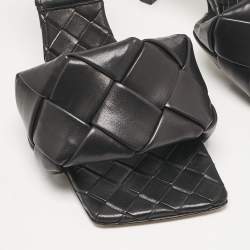 Bottega Veneta Black Intrecciato Leather Lido Slide Sandals Size 39.5