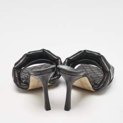 Bottega Veneta Black Intrecciato Leather Lido Slide Sandals Size 39.5