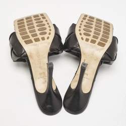 Bottega Veneta Black Intrecciato Leather Lido Slide Sandals Size 39.5