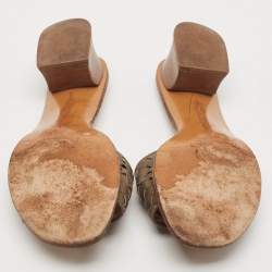 Bottega Veneta Brown Intrecciato Leather Ravello Slide Sandals Size 37.5