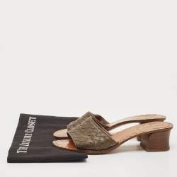 Bottega Veneta Brown Intrecciato Leather Ravello Slide Sandals Size 37.5
