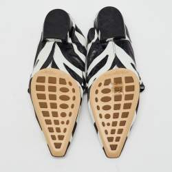 Bottega Veneta Black/White Zebra Print Leather BV Madame Loafers Size 38.5