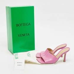 Bottega Veneta Pink Leather Stretch Slide Sandals Size 36