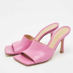 Bottega Veneta Pink Leather Stretch Slide Sandals Size 36