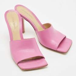 Bottega Veneta Pink Leather Stretch Slide Sandals Size 36