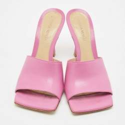 Bottega Veneta Pink Leather Stretch Slide Sandals Size 36