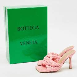 Bottega Veneta Pink Woven Raffia Stretch Slide Sandals Size 36